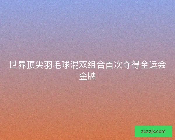 世界顶尖羽毛球混双组合首次夺得全运会金牌